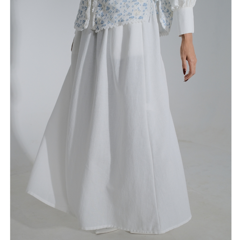 Sekido x Tunique | Lux-ia Skirt | Rok A-Line Putih bahan Linen Rok Polos