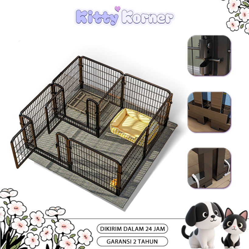 Pagar hewan peliharaan Pagar Anjing Kandang Hewan Pagar Besi Size Besar Besi Anti Karat