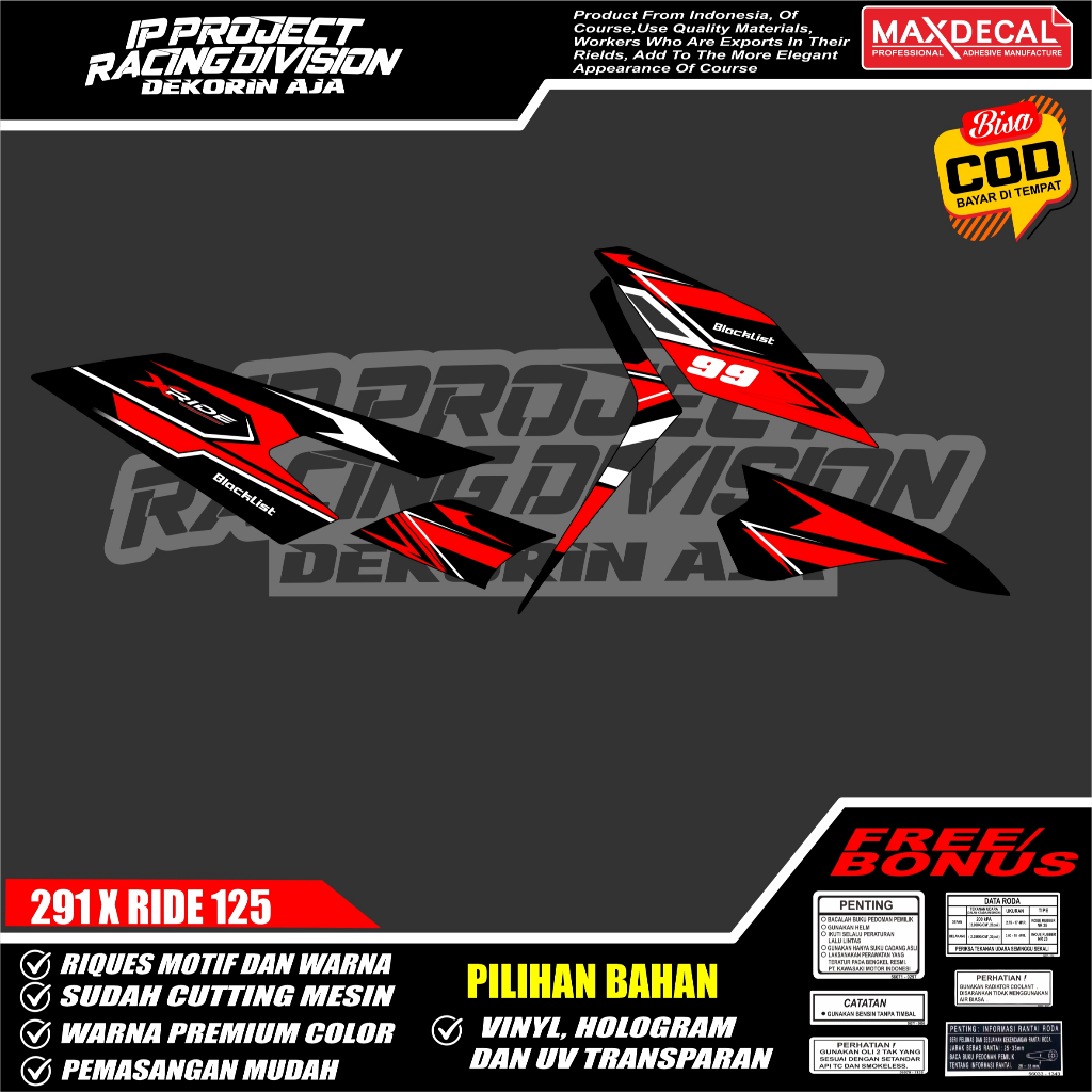 (COD)STICKER  STRIPING MOTOR ORIGINAL YAMAHA X RIDE  DESAIN RACING HOLOGRAM DAN TRANSPARAN