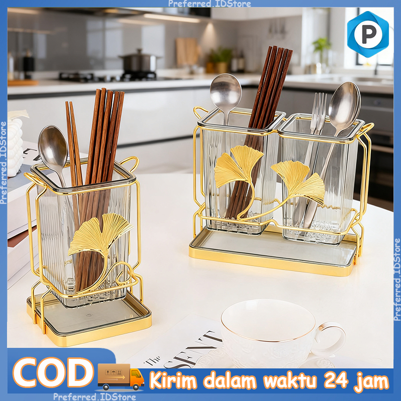 Tempat Rak Sendok Garpu Sumpit Desain Aestetik Modern Minimalis dengan Wadah Tatakan Desain Estetik 