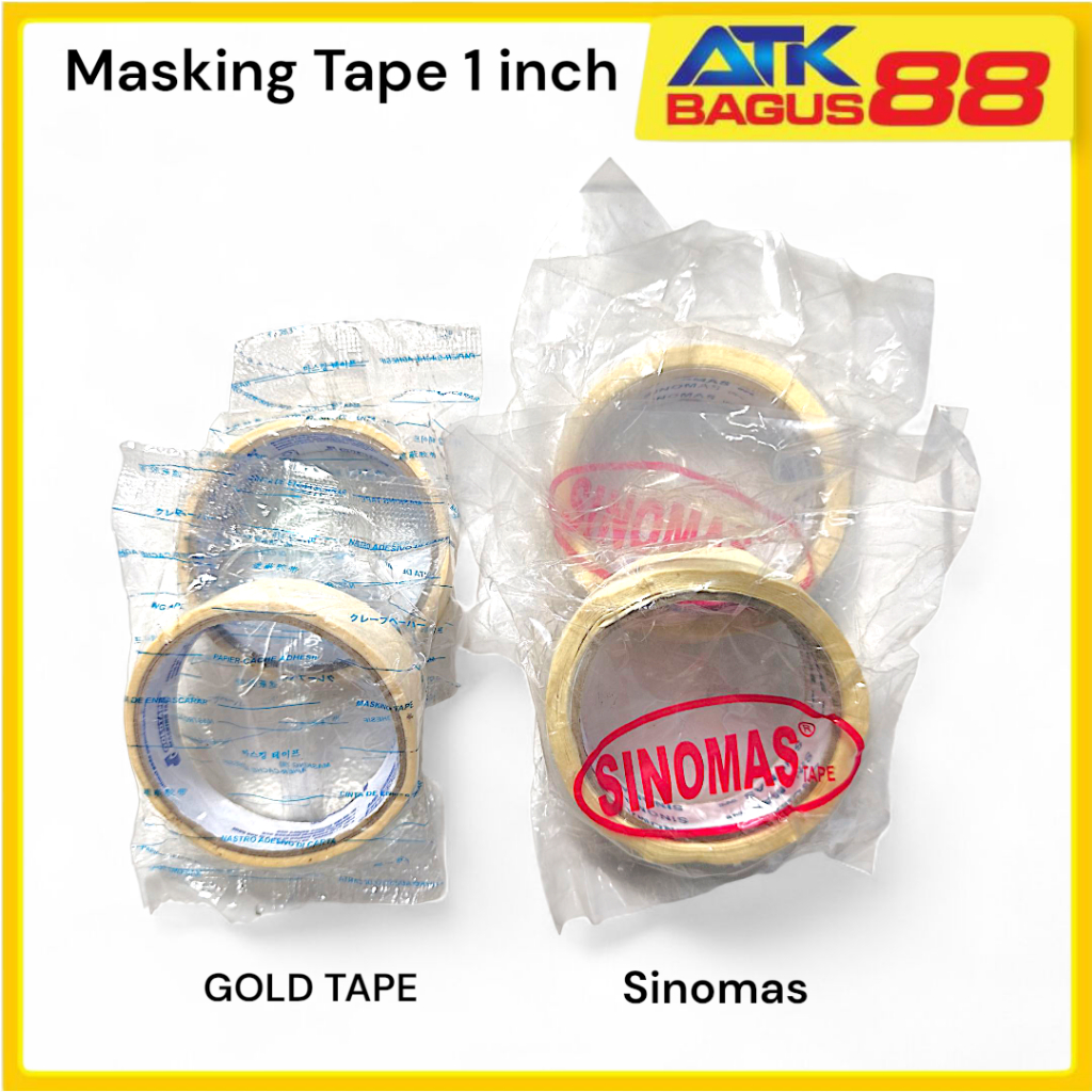 MASKING TAPE 1 INCH GOLD / SINOMAS Kertas Lakban Isolasi Kertas Perekat Serbaguna 24mm