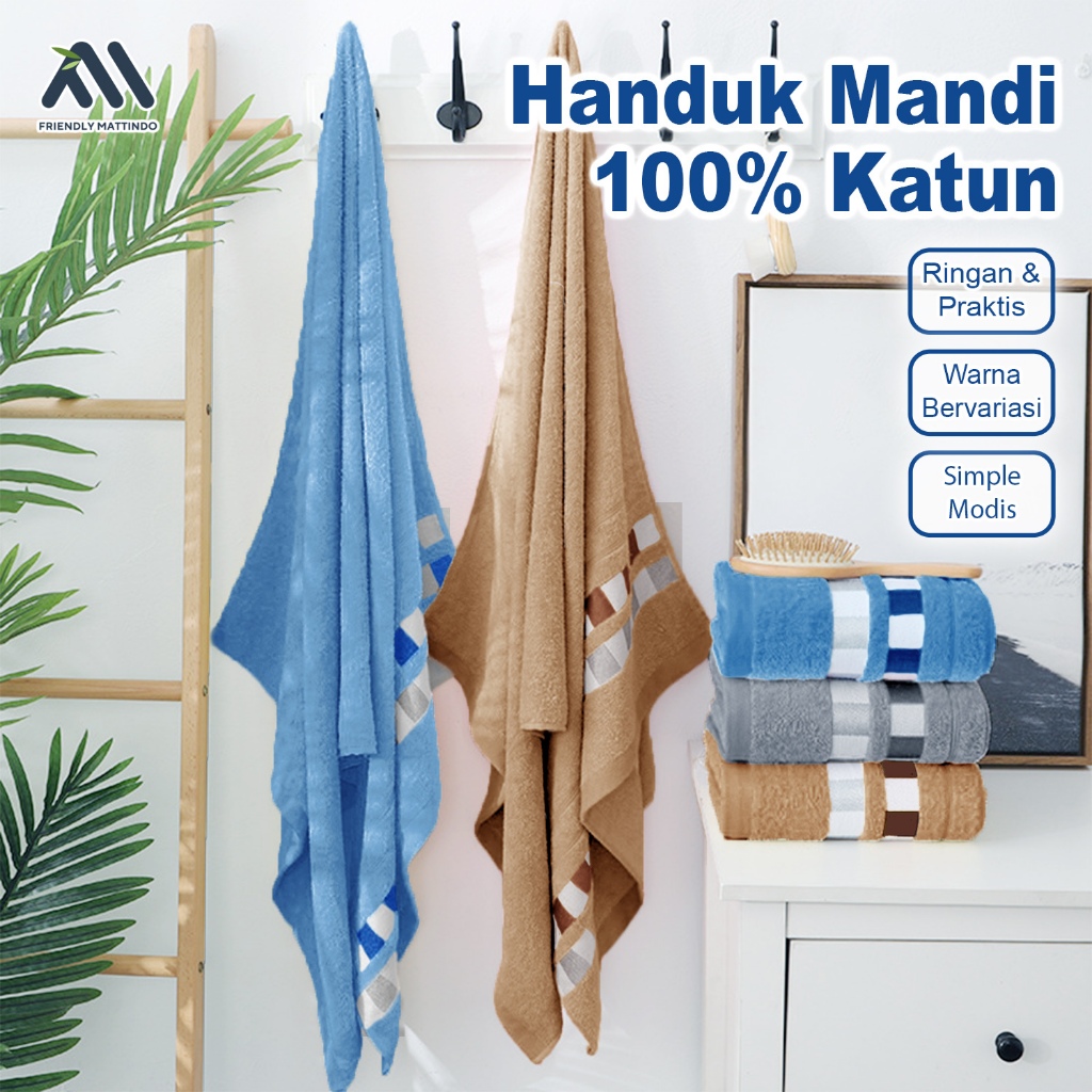 KP-M HANDUK MANDI DEWASA 100% COTTON PREMIUM MOTIF BORDIR 70X140CM NYERAP AIR MJ-2A/B/C MURAH