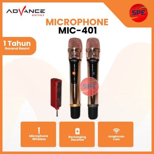 MIC WIRELESS DOUBLE DIGITAL ADVANCE MIC-401 / MIC401 GARANSI RESMI (MEDAN)