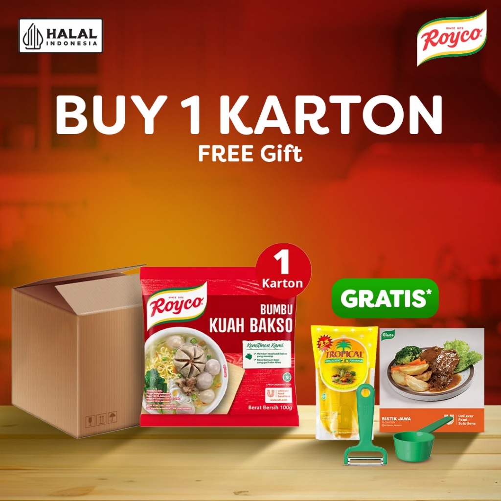 [FREE MINYAK] Royco Kuah Bakso 100g KARTON FREE Minyak + Measuring Spoon + IKEA Peeler + Buku Resep