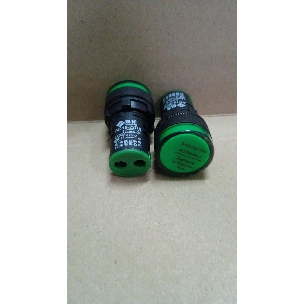 7284 pilot lamp lampu indikator indicator 12v 24v 48v 22mm hijau
