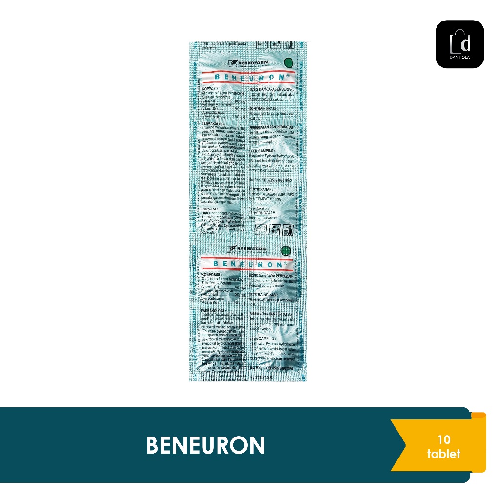 Beneuron Vitamin B1, B6, B12  Strip Isi 10 Tablet