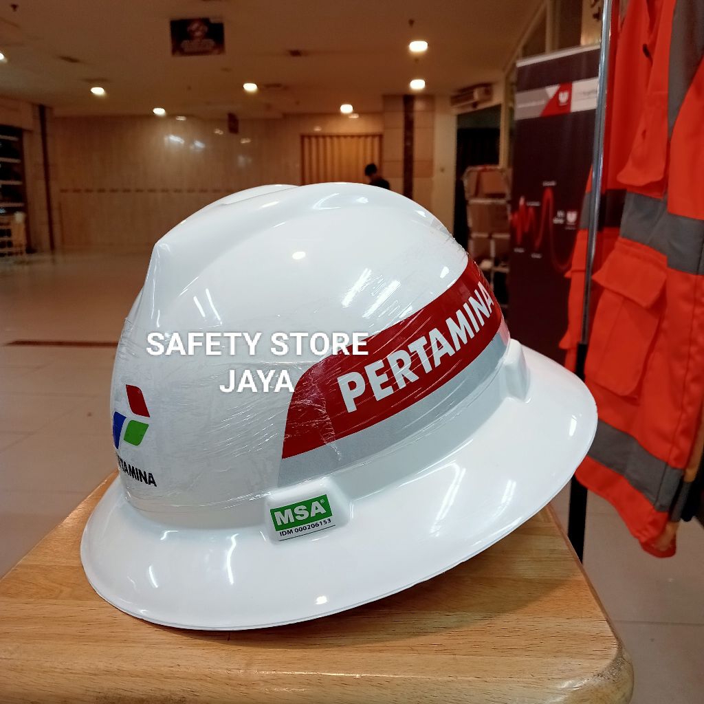 Helm Safety MSA Fullbrim Lokal Fastrack Logo Pertamina - Helm Safety Pertamina fullbrim
