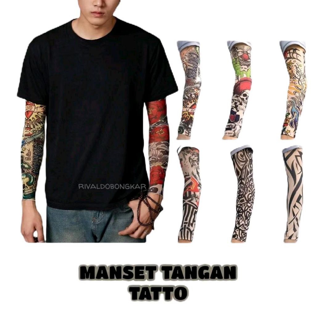 Manset tangan pria handsock motif tato