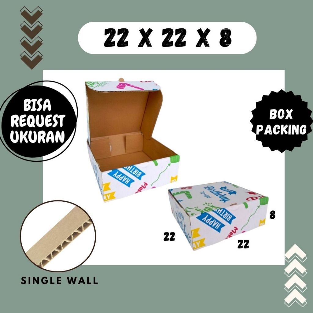 Kardus Ulang Tahun 22x22x8 LD Box Ultah Kado Happy Birthday Kemasan Kotak Kado Tas Kardus Hampers