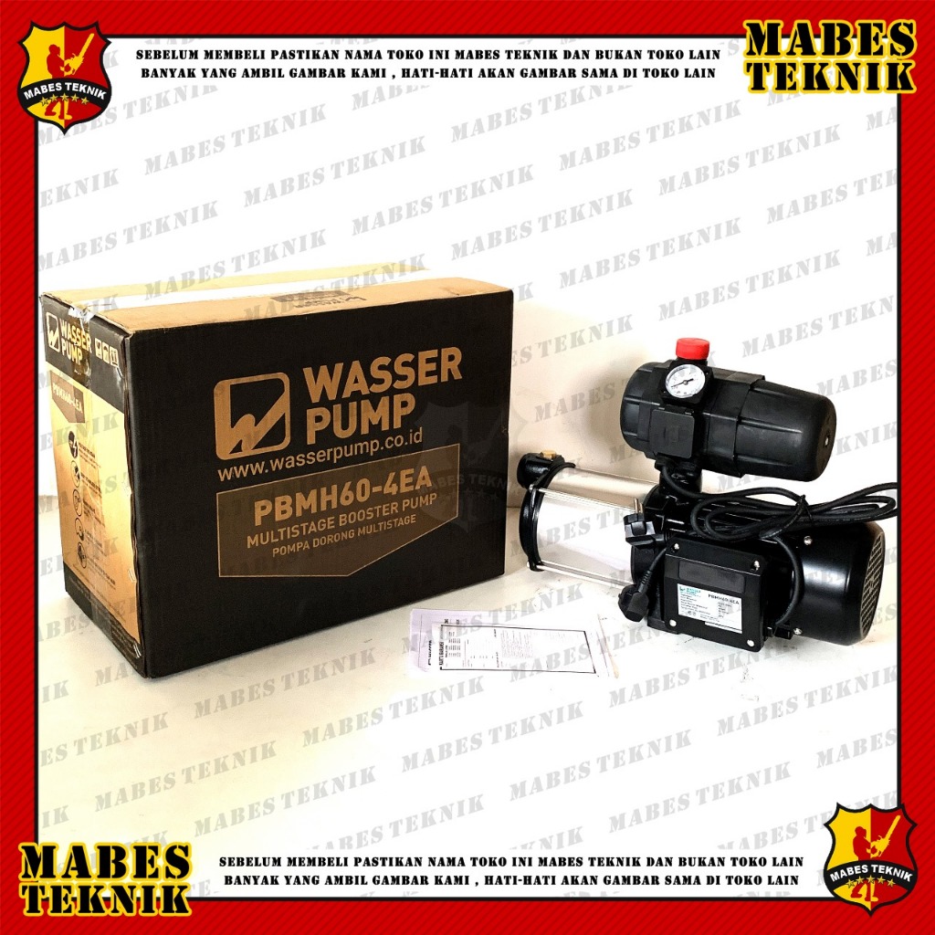 BOOSTER PUMP WASSER PBMH60-4EA MESIN POMPA AIR DORONG MULTISTAGE WASSER PBMH 60-4EA DENGAN OTOMATIS 
