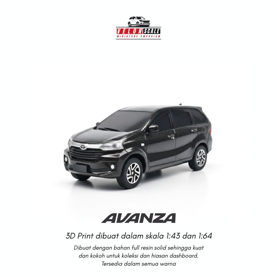 VELONSCALE | Diecast Miniatur 3D Print Toyota Avanza tipe G 2016 Skala 1:43 Full Custom + Plat Nomor