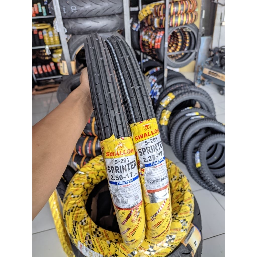 SEPASANG BAN SWALLOW SPRINTER KLASIK 225-17 250-17 BUKAN TUBLESS