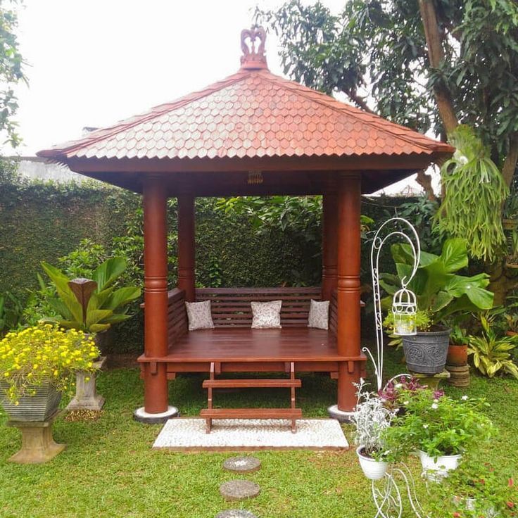 gazebo taman kayu minimalis | gazebo kayu mahoni minimalis tiang costum | saung gazebo taman kayu mi