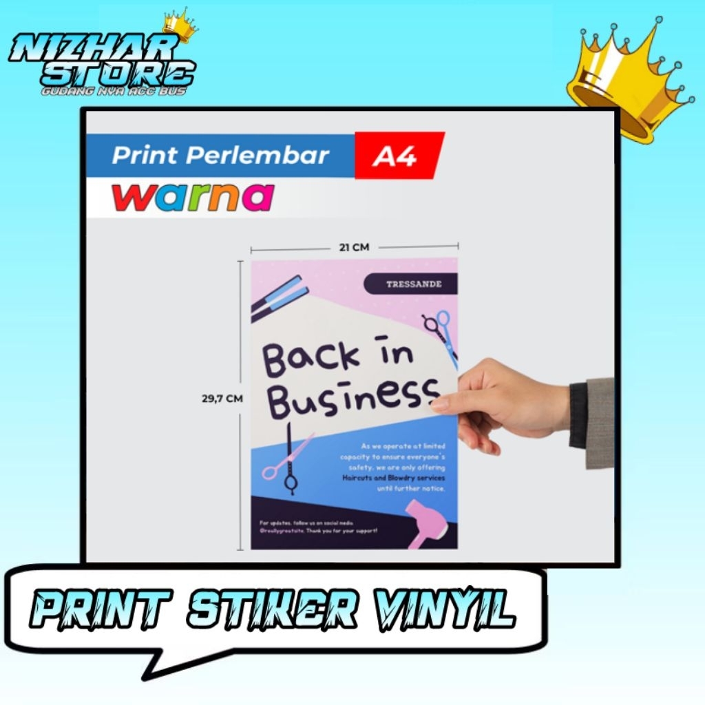 jasa print stiker vinyil glossy ukuran A4 jasa print stiker vinyil custom