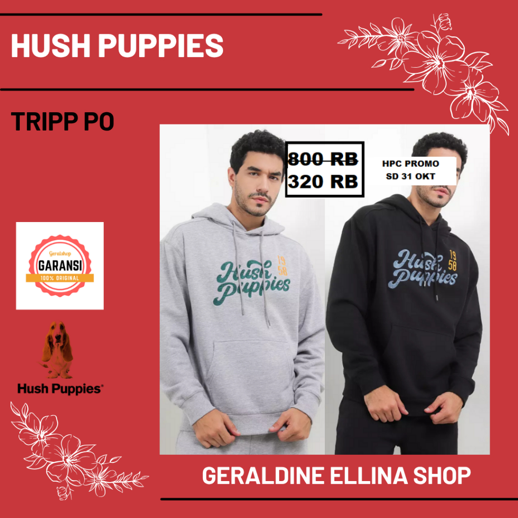 Baju pria hoodie Hush Puppies best seller original store seri TRIPP