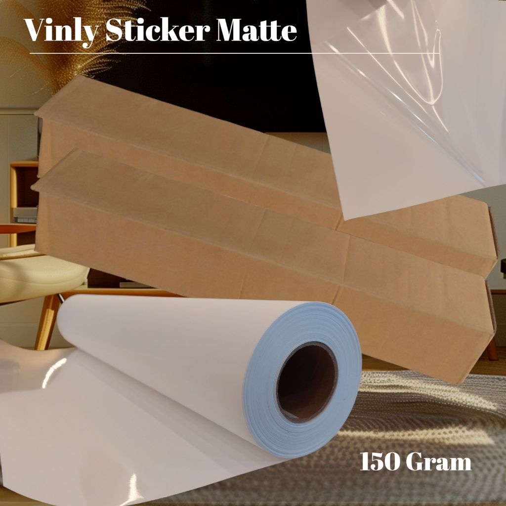 Vinyl Sticker Matte 150gsm Roll 24''x30 Meter Self Adhesive PP Paper Water Proof Size: 61cm x 30m (L