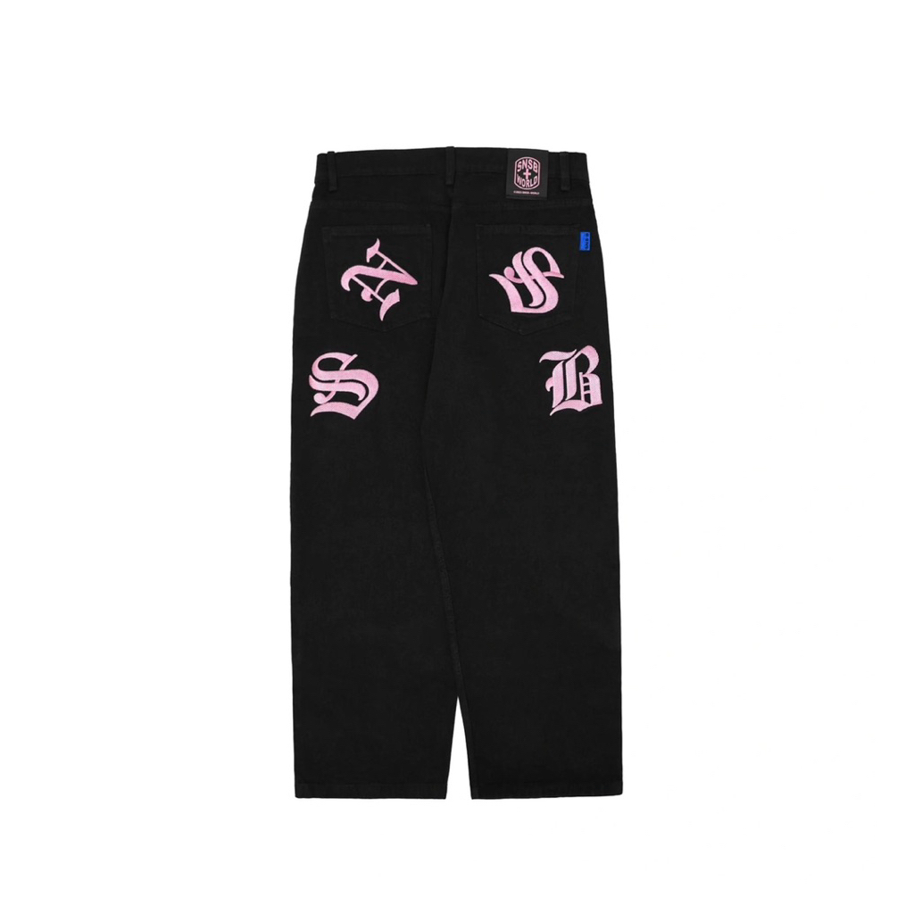 BAGGY JEANS SNSB PINK TEXT