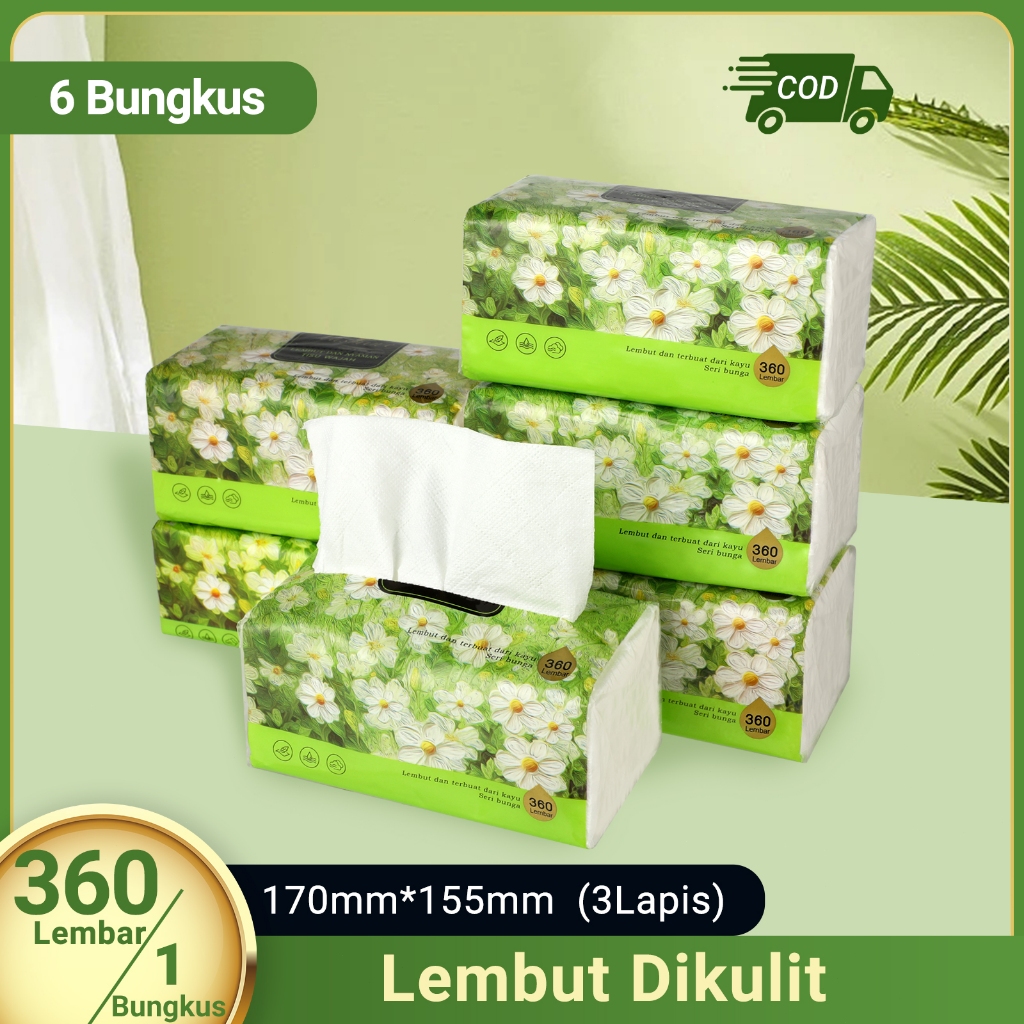 Yasmine tisu[6pcs]Soft Facial Tissue - 6pcs x 360 Sheets Helai 3 Ply - tisu wajah - tisu murah - tis