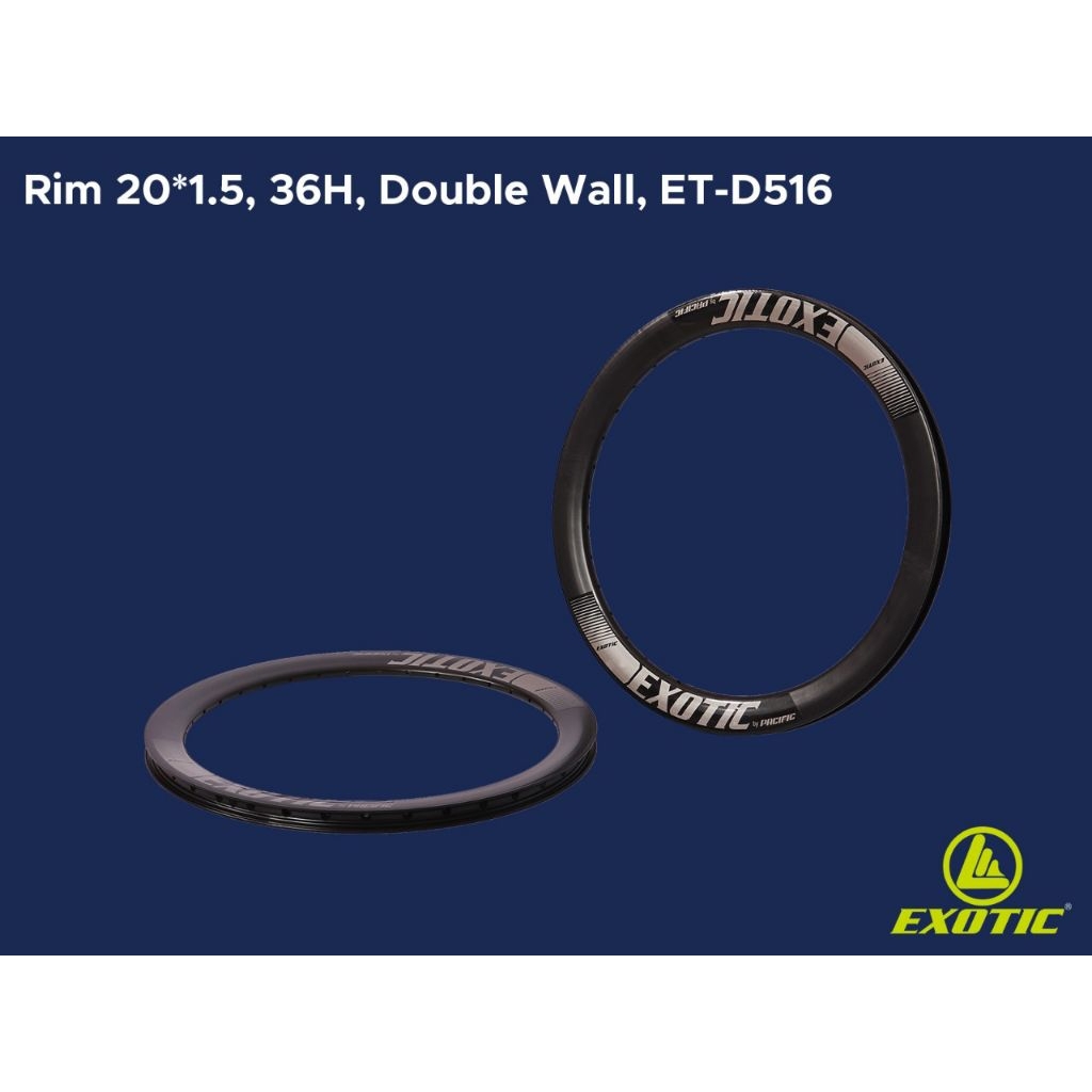 Velg Alloy Sepeda Rim 20x1.5 36H, Double Wall ET D516 Exotic