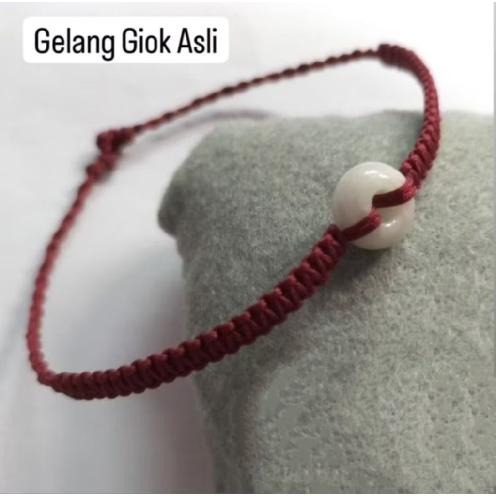 Gelang Giok Donat Asli Tangan/Kaki Tali Knotting