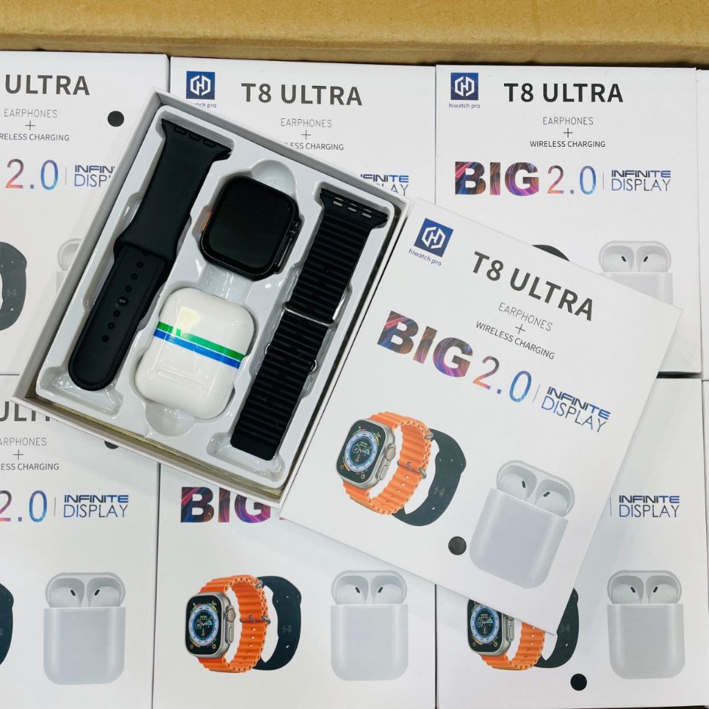 Hiwatch T8 Ultra Fre Earphone + 2 tali Strap Original Terlaris Watches Smart
