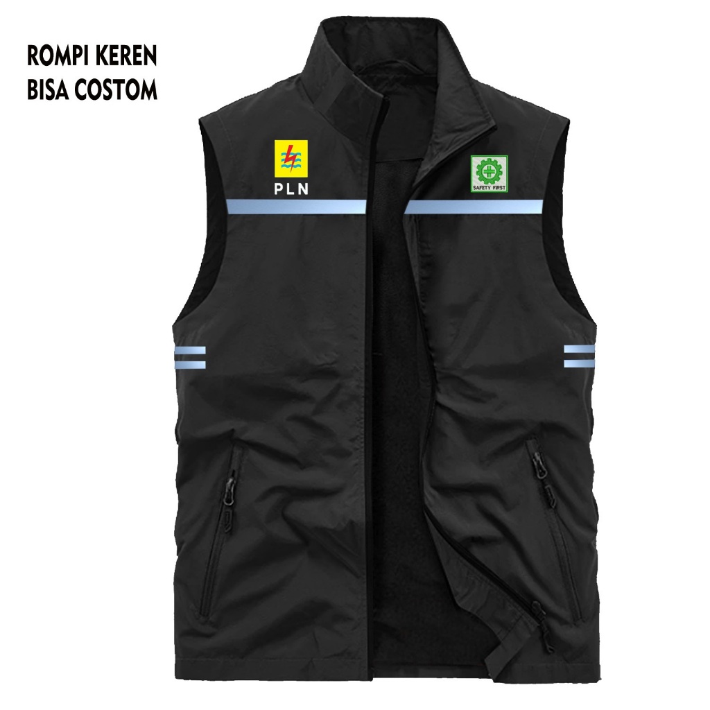 Rompi PLN Safety Seragam Kerja Nyaman Adem rompi outdoor zipper logo K3 PLN pria wanita waterproof r
