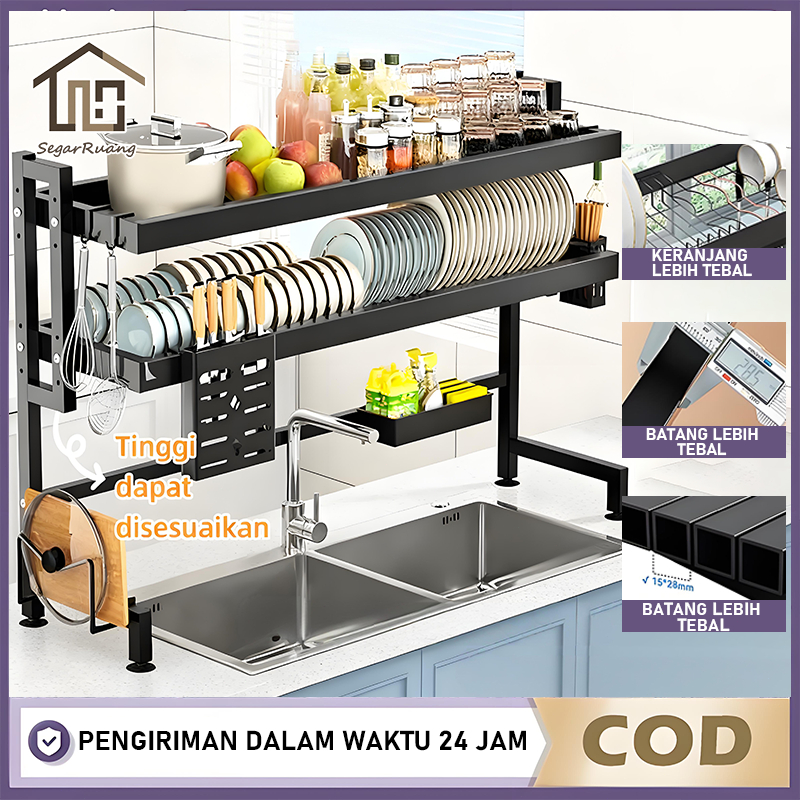 Rak Piring Wastafel Stainless Steel Rak Cuci Piring Dapur Rak Penyimpanan Piring/Wastafel Rak Cuci P