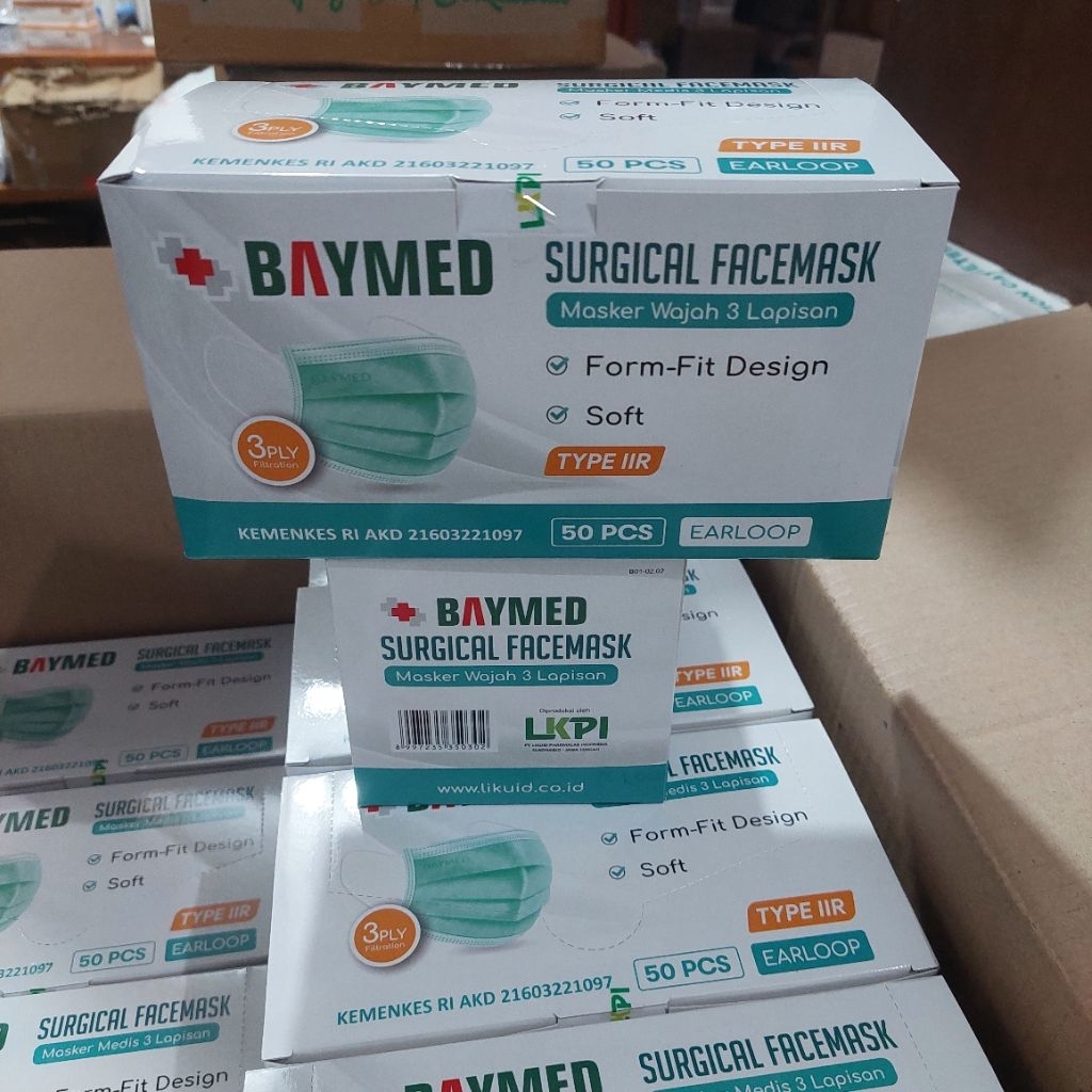 Masker Medis Baymed 1box 50pcs 1karton 40box (Kartonan)