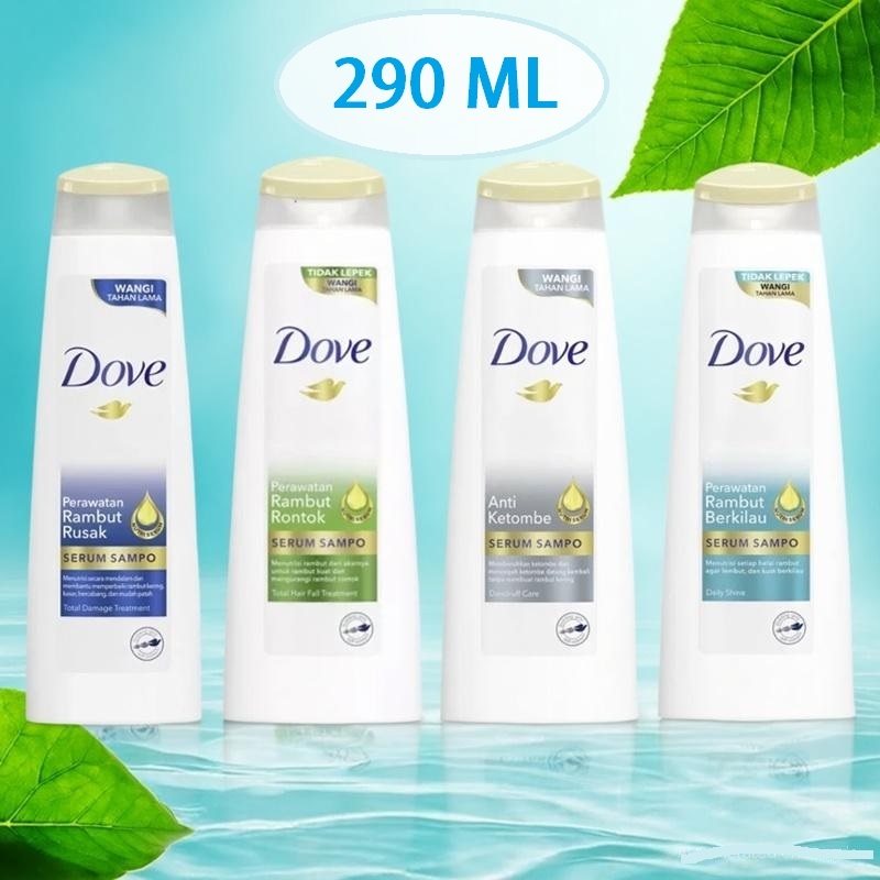 DOVE Serum Sampo Shampo Shampoo 290 ml Rambut Berkilau Rusak Rontok Ketombe