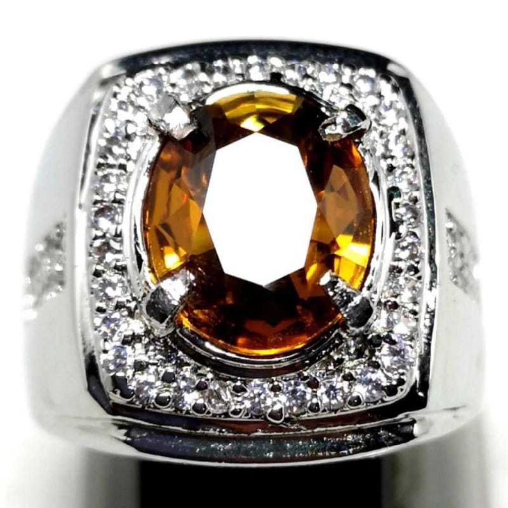 Batu cincin yellow safir alpaka super size kantoran