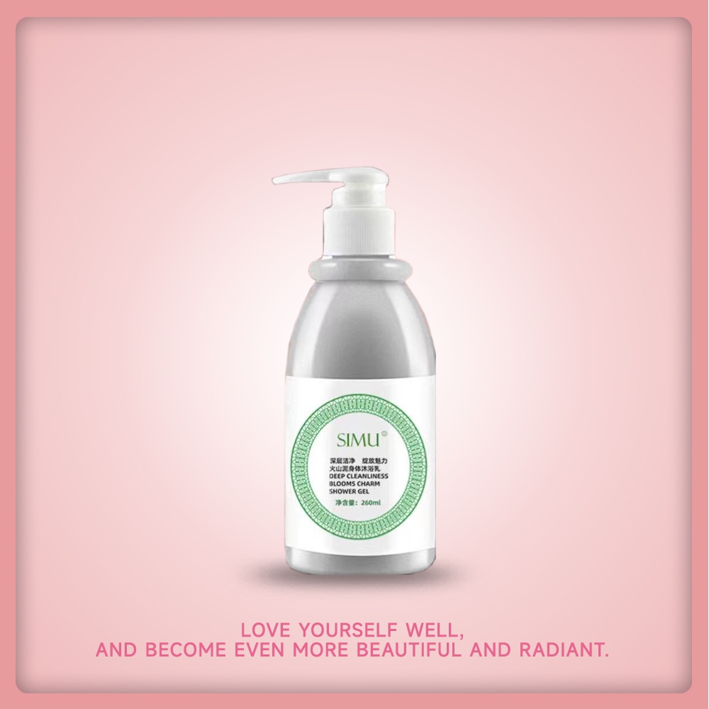 Simu Volcanic Mud Shower Gel, Deep Cleansing and Whitening Skin