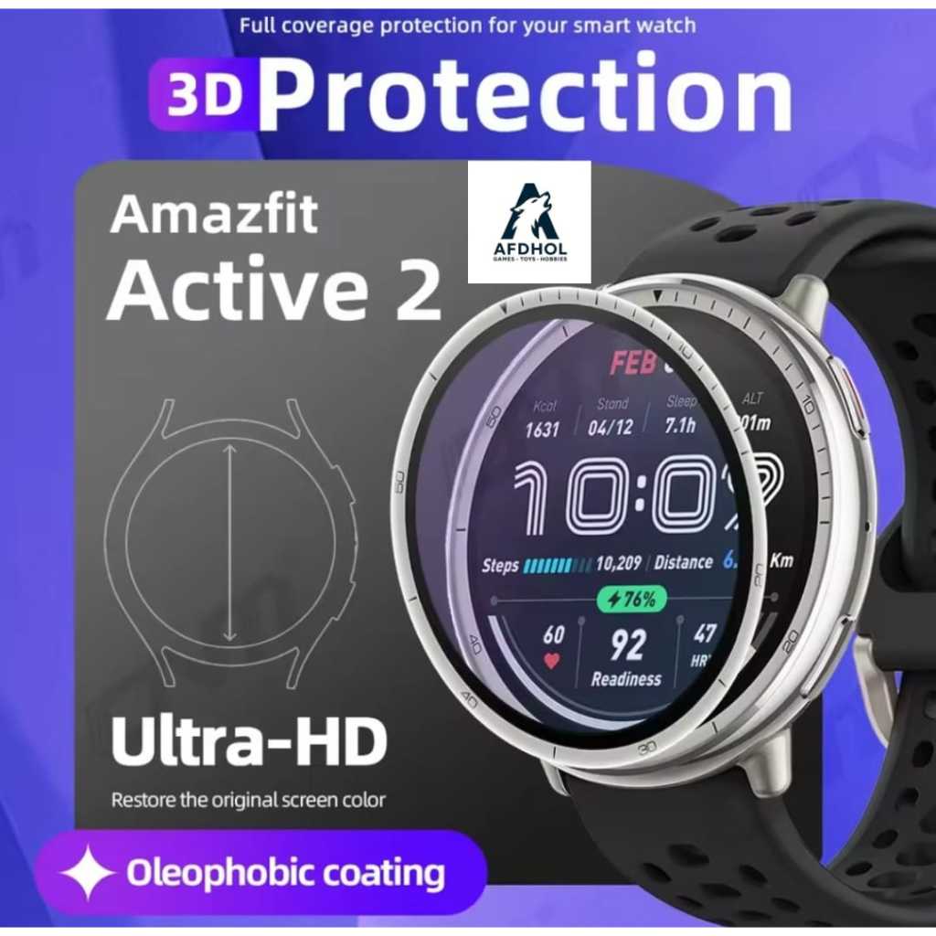 ANTI GORES AMAZFIT ACTIVE 2 XIAOMI AMAZFIT ACTIVE 2 ACTIVE2 PET PMMA SCREEN GUARD PROTECTOR 3D CURVE