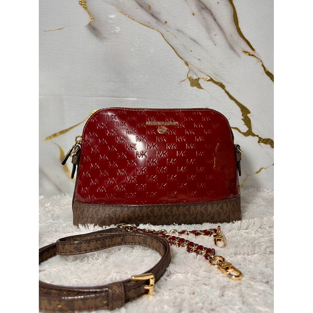 Michael Kors Jet Set Charm Dome Maroon Patent Leather