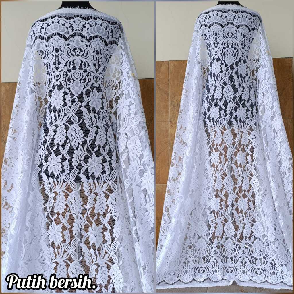 KAIN BROKAT SEMI FRANCIS,PUTIH BERSIH,BW,BAKAL KEBAYA