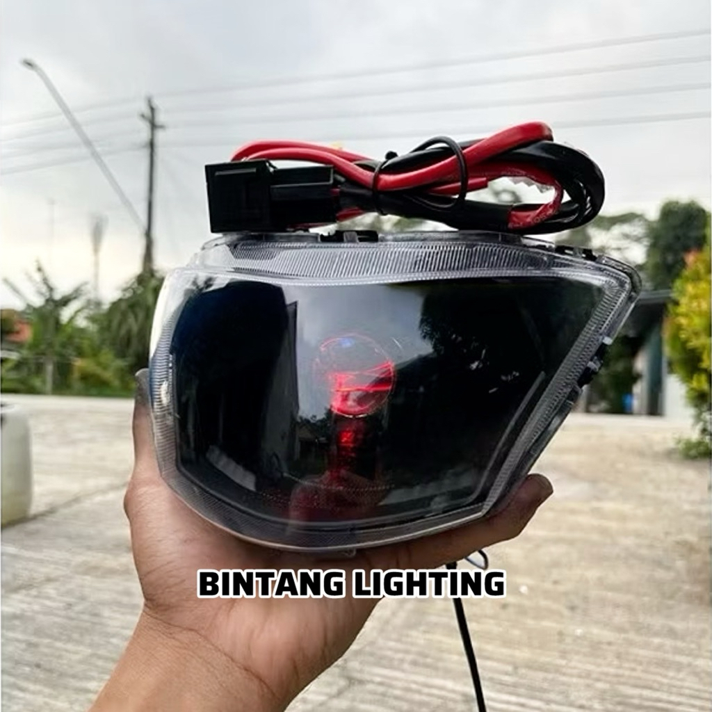 Reflektor Lampu Biled H4 Mio J Mio Gt set Relay cahaya super terang