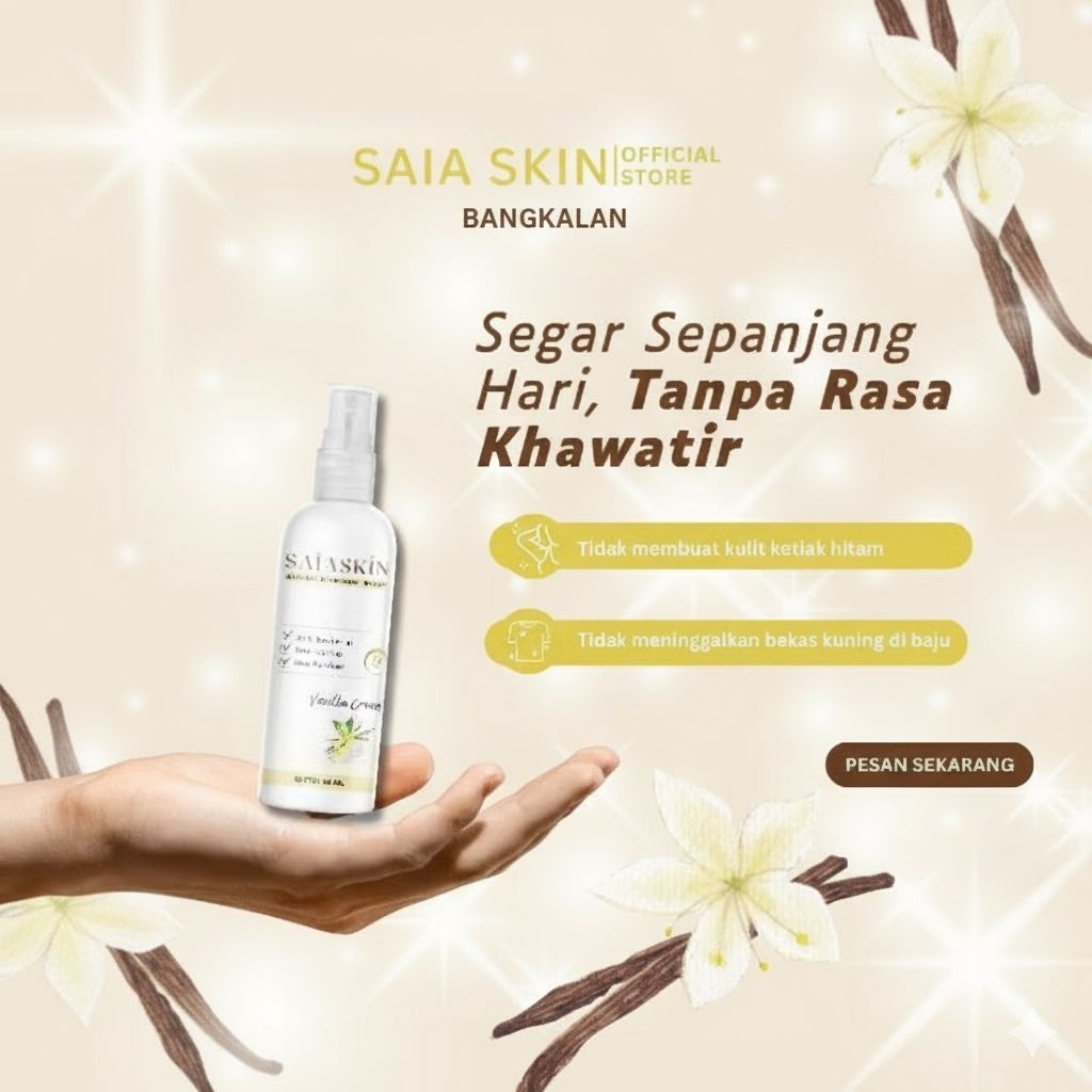 SaiaSkin Deodorant Spray Alami 60ml VANILA CREAM (BPOM)