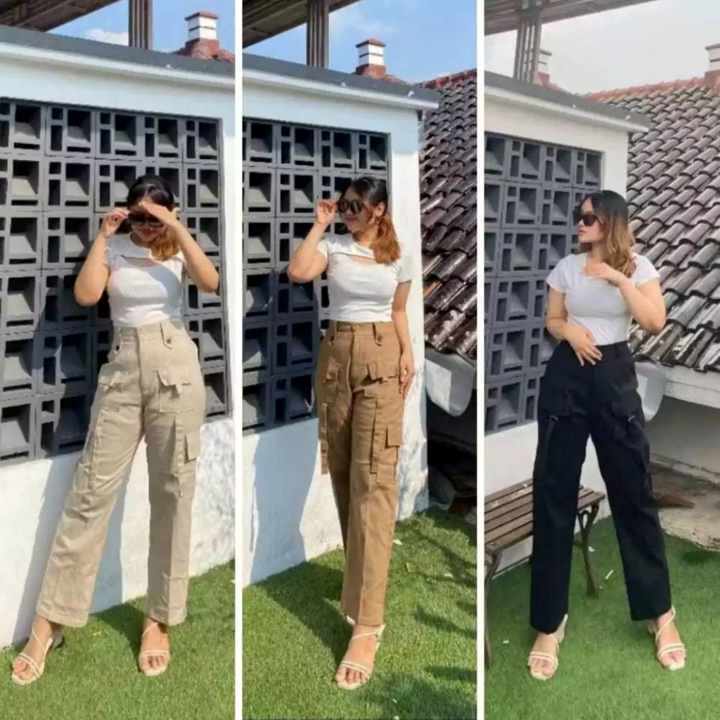 Celana Cargo Wanita Terbaru/Olive Cargo Pants