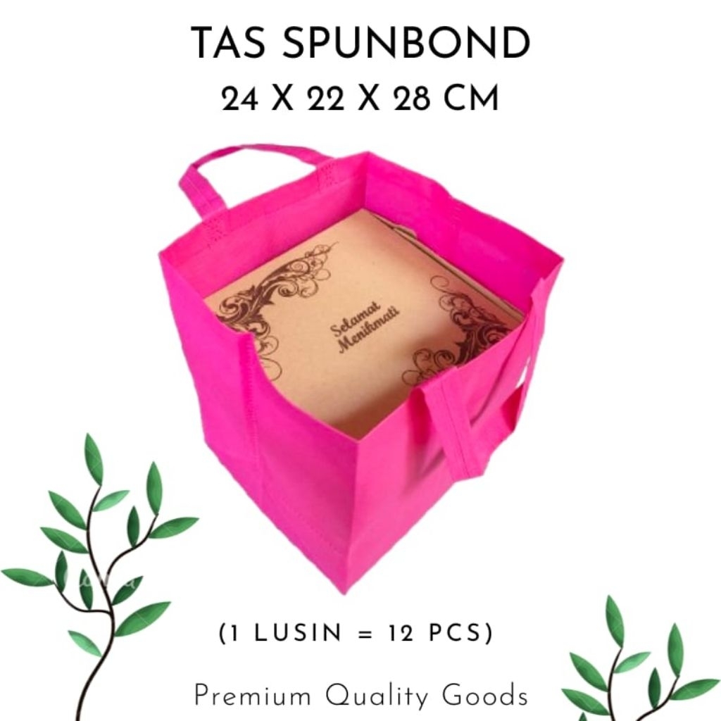 (1 LUSIN = 12 PCS) Goodie Bag Tas Hajatan 24x22 cm Tinggi 28 cm Premium (Untuk Kotak Nasi 22x22 cm)
