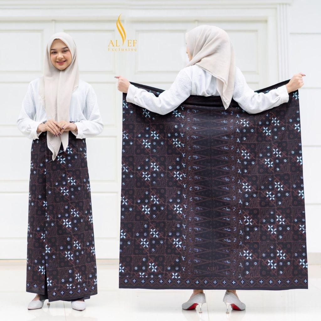 Sarung Batik COD Cap Alief Wanita Katun Warna Putih Hitam by Batik Addams - Sarung Batik Untuk Wanit