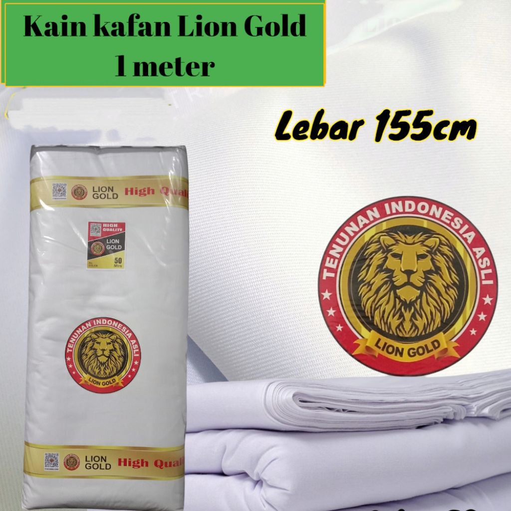 ( TEBAL) 1 meter Kain kafan Lion Gold lebar 155cm - Kain kafan meteran - Kain kafan eceran - Kain mo