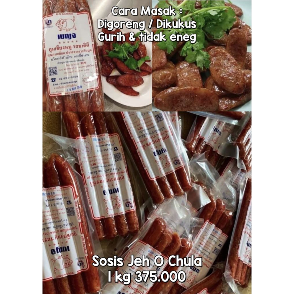 Sosis Babi Thailand Bangkok Jeh O Chula 1 kg
