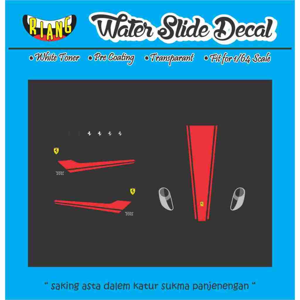 Decal Waterslide Hot Wheels Ferrari 599xx Super Treasure Hunt Hitam