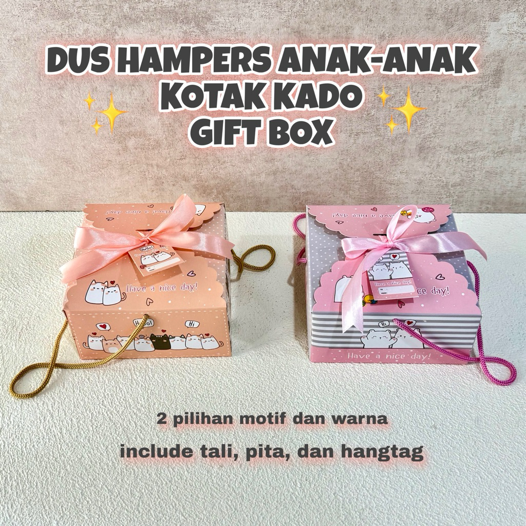 Kotak Bingkisan Ultah Anak Free Pita dan Hang Tag | Snack Box Ultah Kotak Kado Aesthetic | Gift Box 