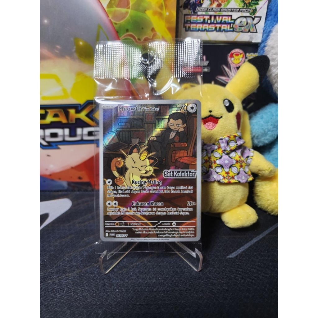 Kartu Pokemon TCG Indonesia Meowth Promo Set Kolektor Kehadiran Juara 253/SV-P