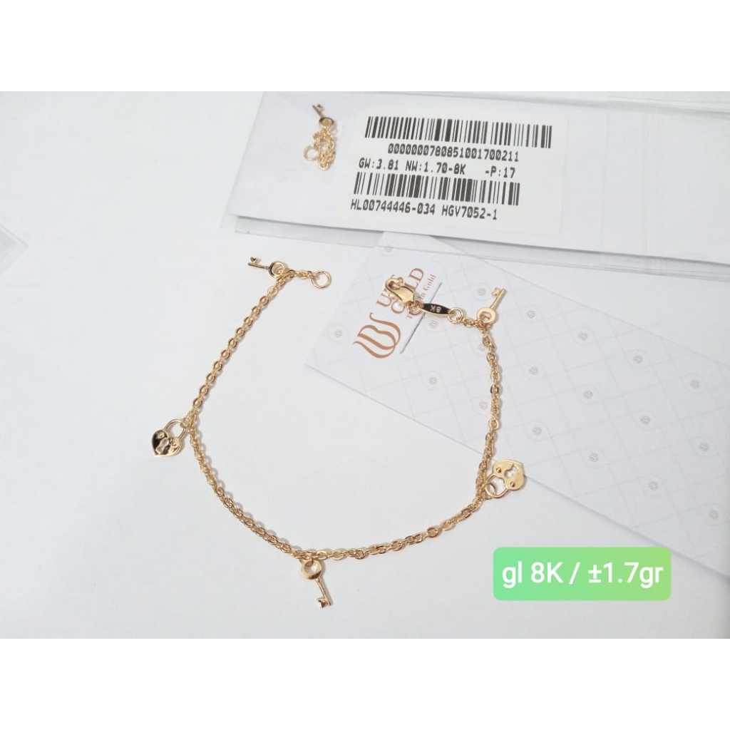 7052 GELANG RANTAI HOLLO FANCY GEMBOK KUNCI KADAR 375 8K