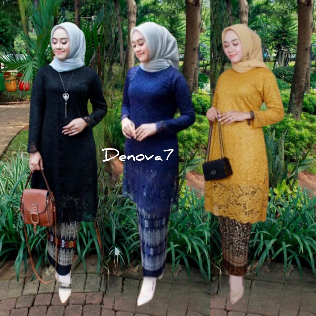 Setelan Kebaya Tunik Brokat Modern Non Gliter Seragam Pengajian Hajatan Lamaran Akad Nikah bridesmai