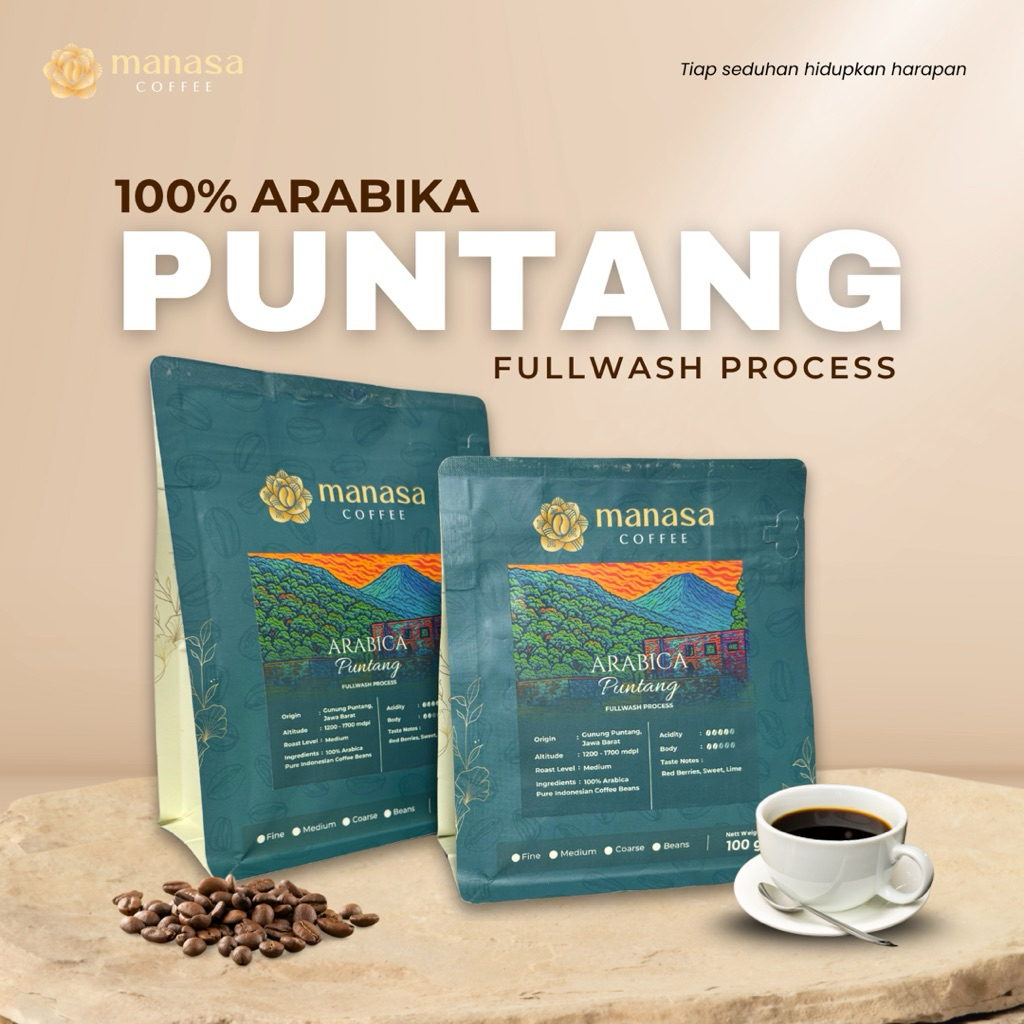 Biji Kopi Arabika Puntang 100gr 200gr Manasa Coffee Beans Espresso Kopi Bubuk Fullwash Process