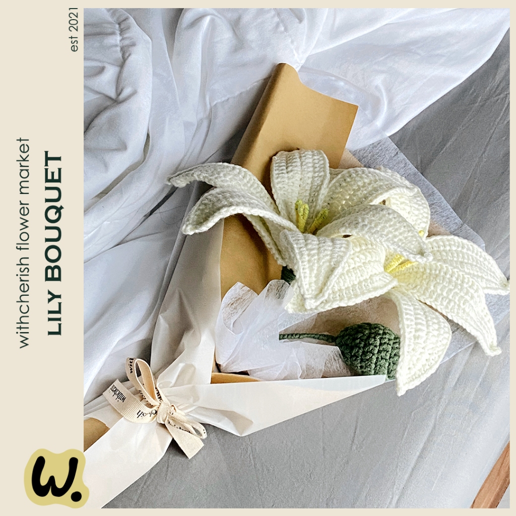 Crochet Lily flower | flower bouquet | Bunga Rajut Lily