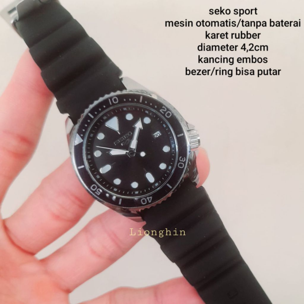 jam tangan pria seiko5 atomatis tanpa baterai jam tangan SK Diver automatic karet rubber