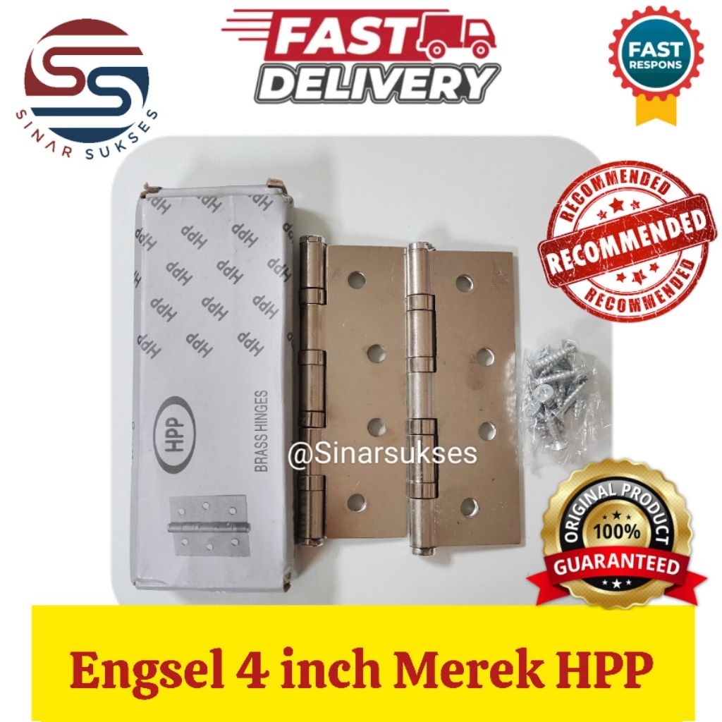 Engsel 4inch Merek HPP/ Engsel Pintu Jendela Silver 4 inch HPP / Engsel Anti Karat/ Engsel Stainless